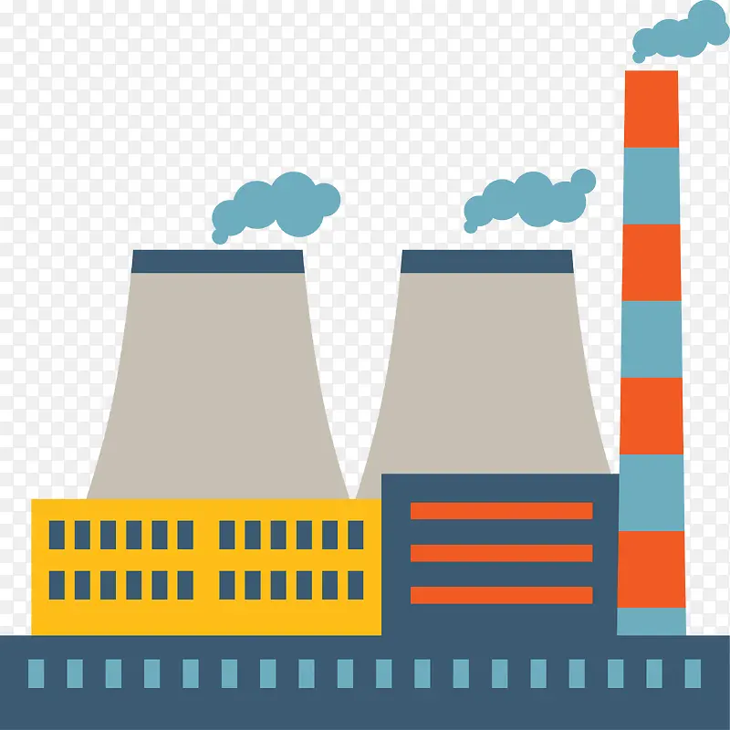 扁平化矢量工厂碳排放素材图