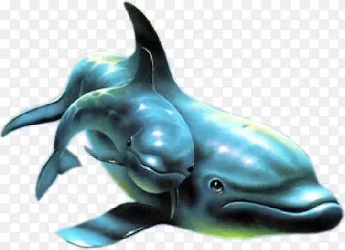 合成海底生活的相亲相爱的鲸鱼