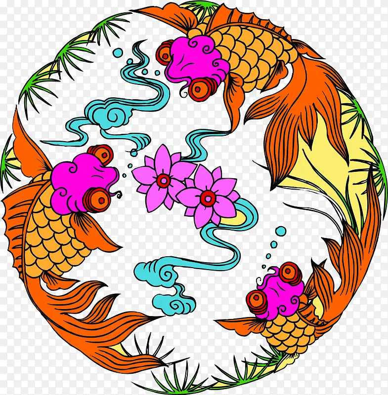 中国传统双鱼图案