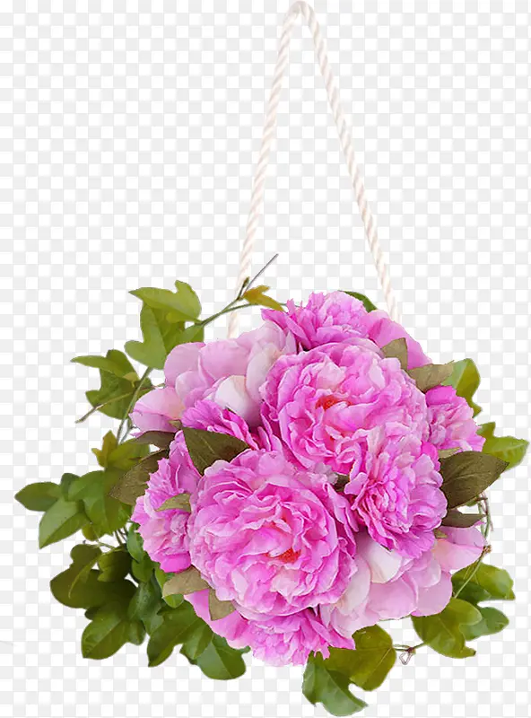 粉色鲜花绳子盆栽装饰图案
