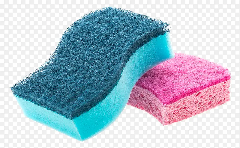蓝色和粉色的洗碗刷