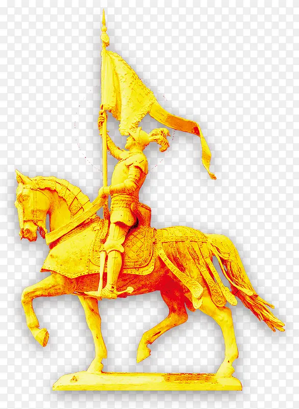 金色骑马雕像