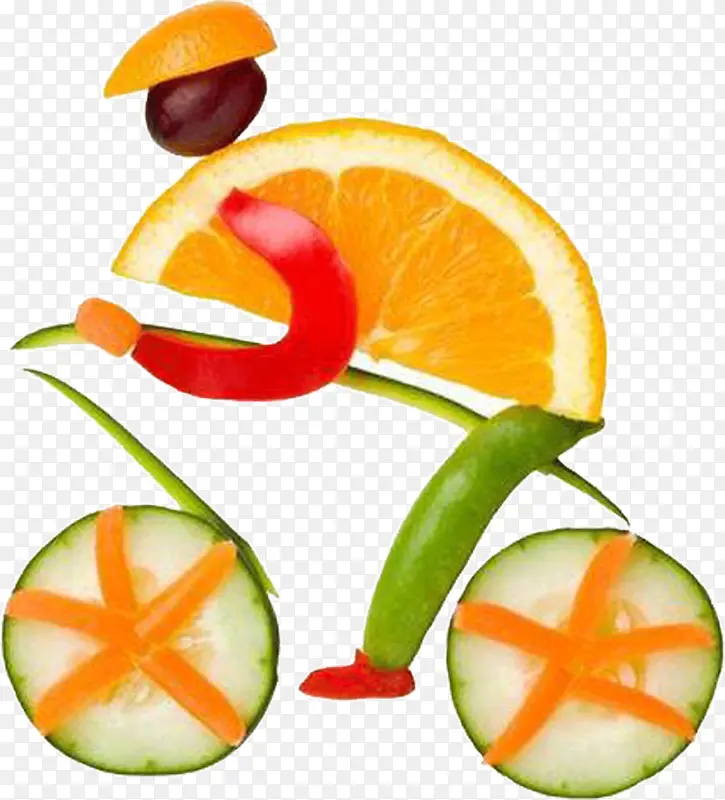 水果拼图小人骑车