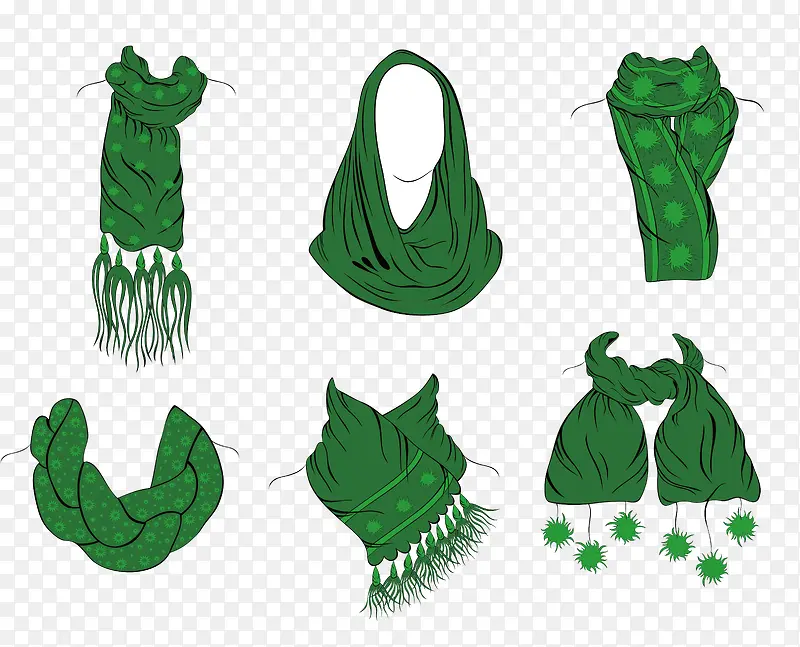 多款式清新绿色女士围巾合集