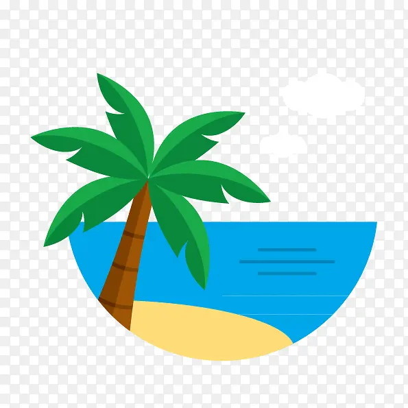 矢量手绘海边椰树