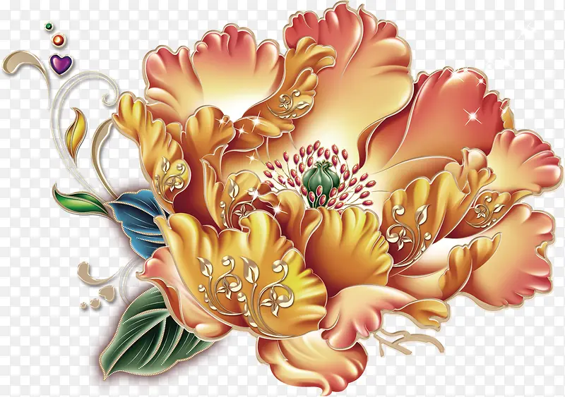 创意手绘水彩质感海棠花
