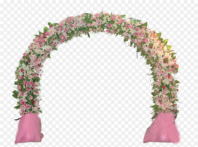 粉色花朵拱门婚礼