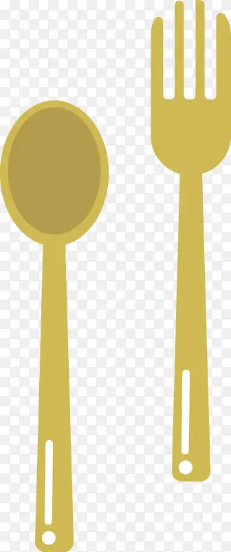 平面叉子和勺子矢量图