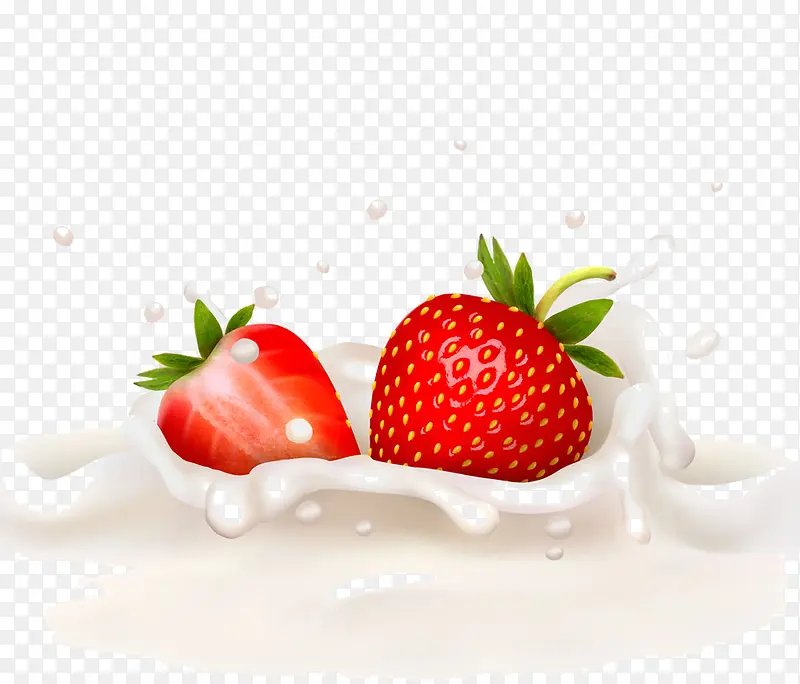 浮在牛奶上的草莓