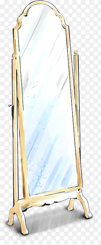手绘黄色室内穿衣镜