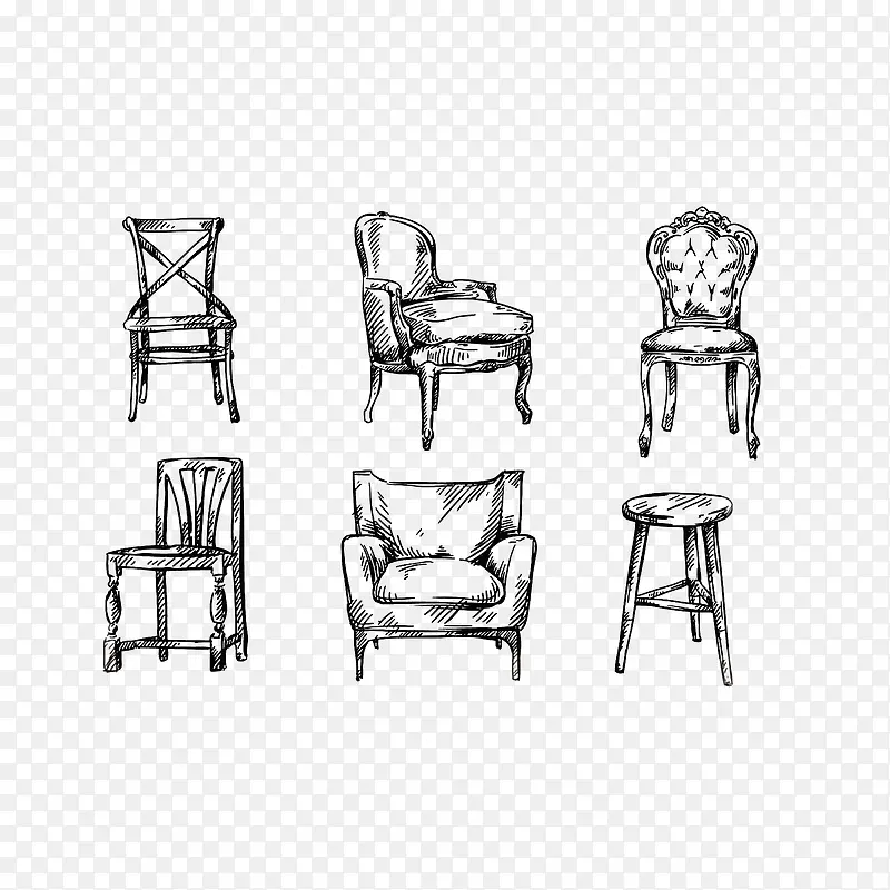 各式椅子手绘图
