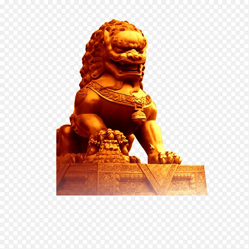 金色石狮子装饰图案