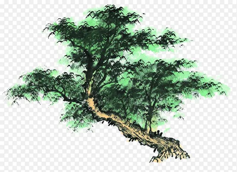 手绘绿色的树