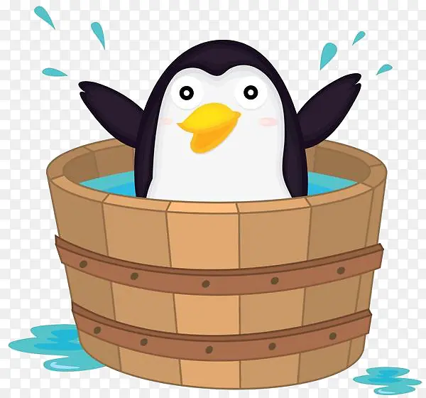 企鹅洗澡素材