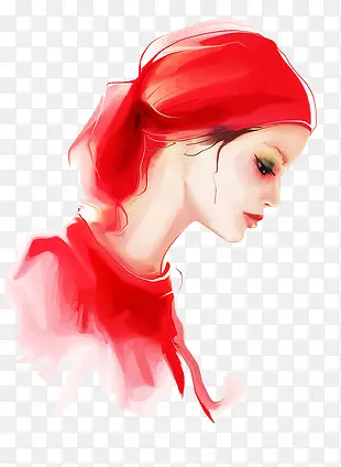 彩绘的红发女子侧面