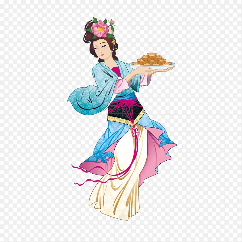 传统中国风七夕中秋嫦娥奔月玉兔