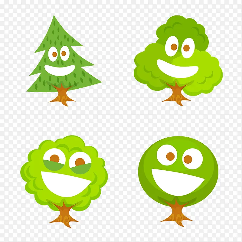 4个绿色树图标