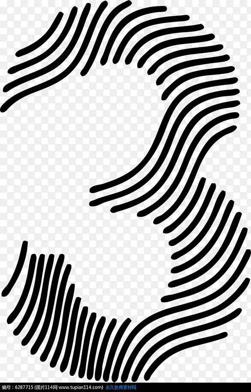 线条组合成数字3