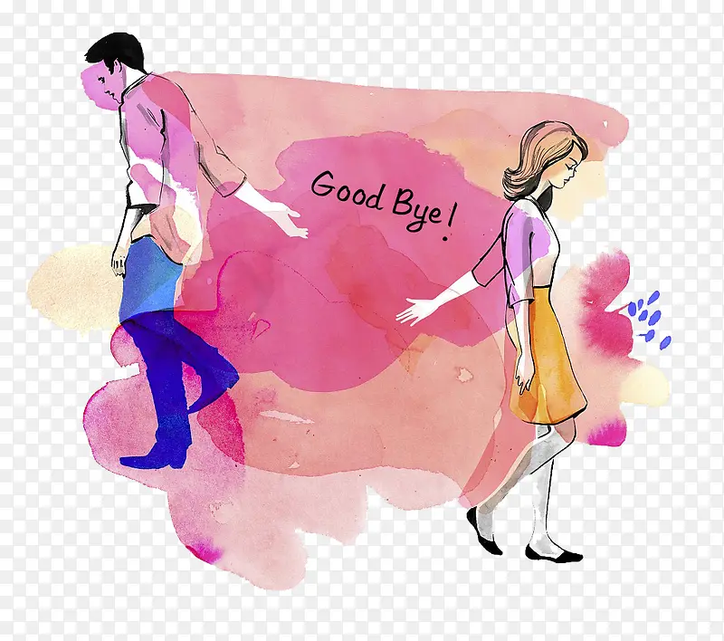 水彩插图分手goodbyePNG图片素材下载_图片编号qrmnawno-免抠素材网