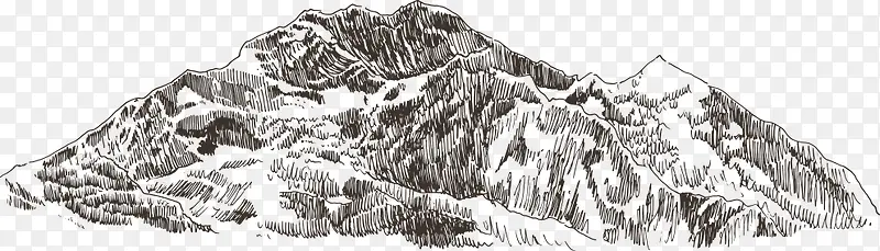 矢量大山雕刻插图