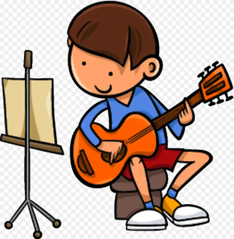 孩子玩吉他