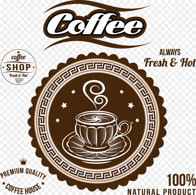 棕色复古咖啡店标志