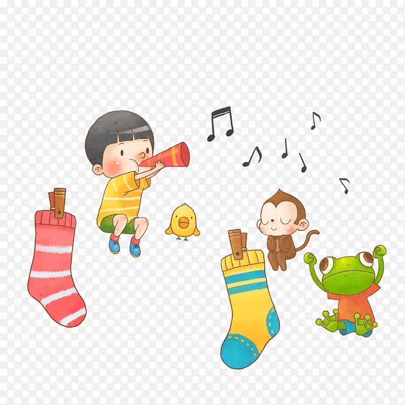 小朋友吹喇叭