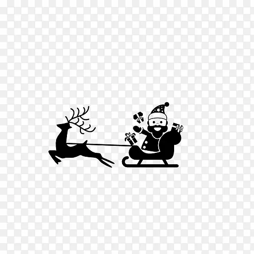 驯鹿拉着雪橇带着圣诞老人图标