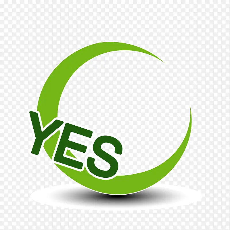 弧形绿色yes标签矢量素材