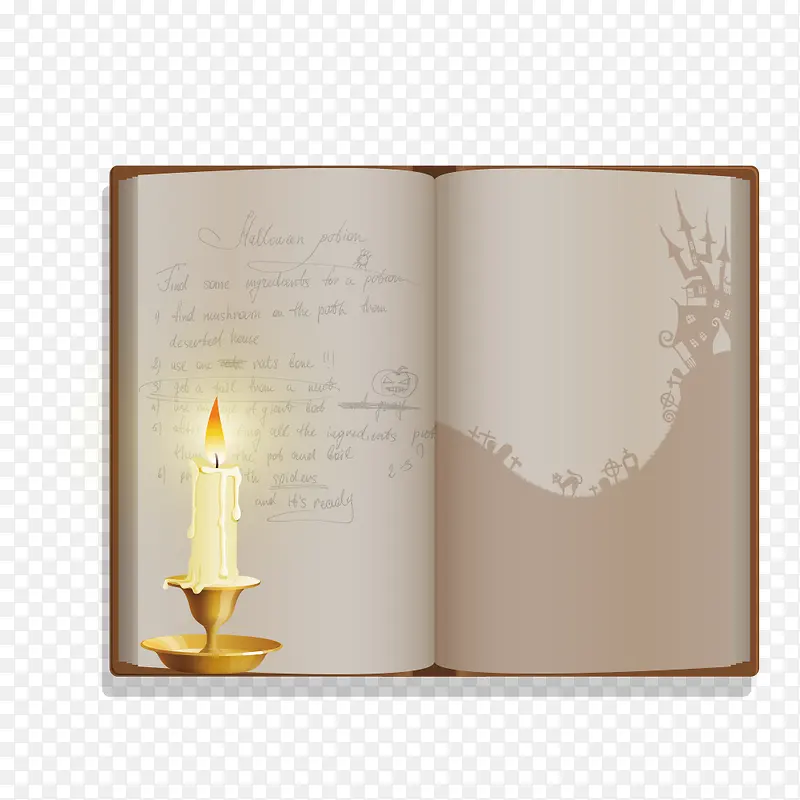 万圣节蜡烛书本矢量素材