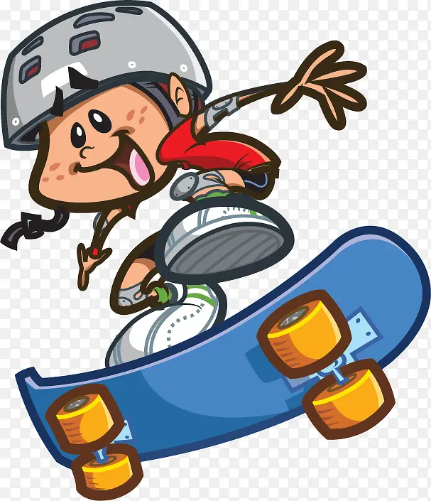 卡通人物骑滑板车图案