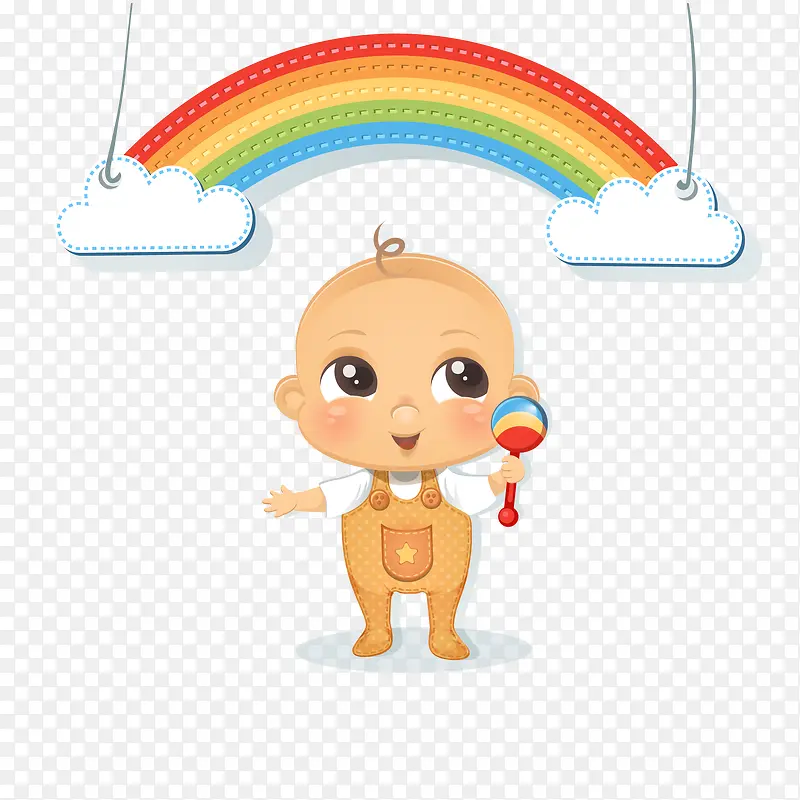 可爱婴儿和彩虹剪贴画矢量图