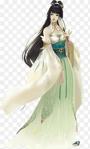 优雅古代淑女手绘人物