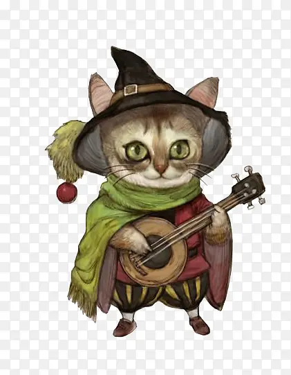 弹奏乐器的猫