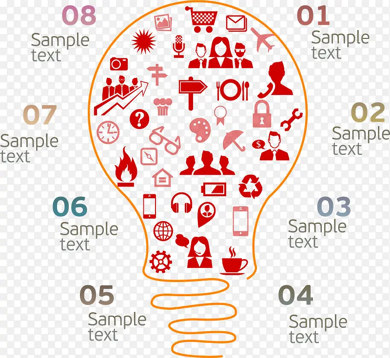 红色商务图标灯泡