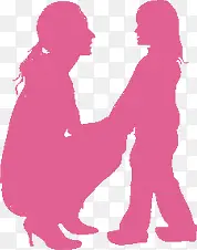 粉色温馨和谐母女人物