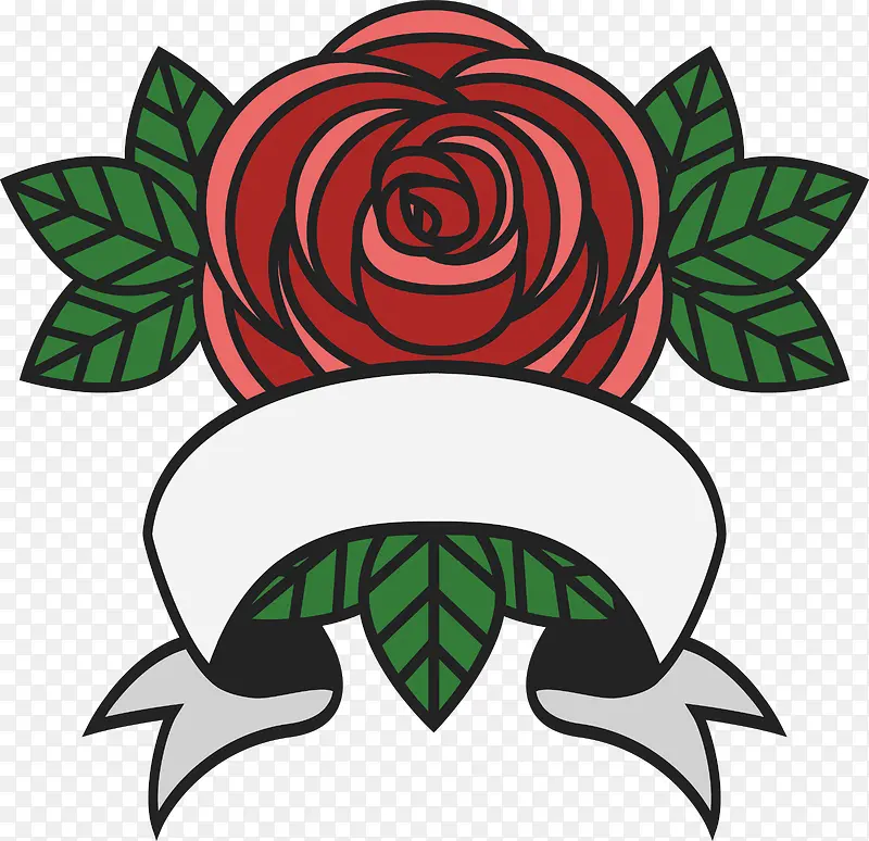 玫瑰彩带标题框