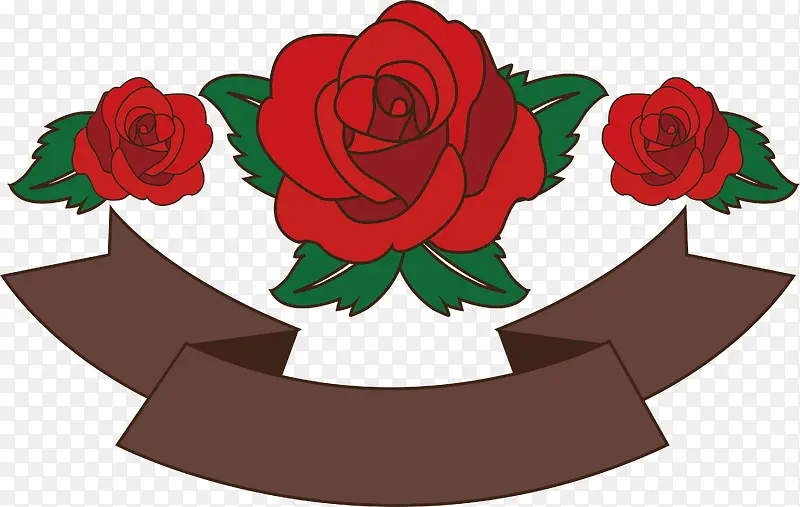 红玫瑰彩带标题框