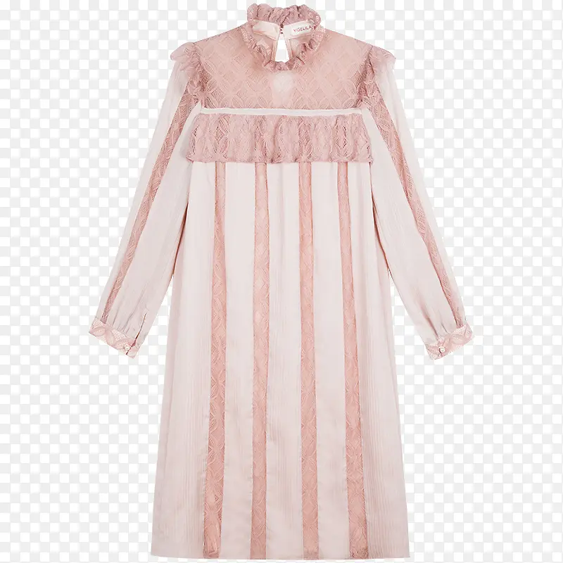 粉色高领裙子
