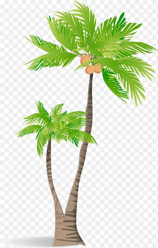 绿色卡通手绘椰树