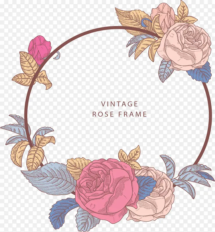复古手绘玫瑰装饰框