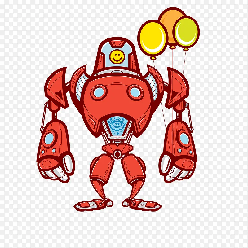 卡通红色机器人免抠图