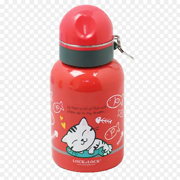 红色卡通猫水壶