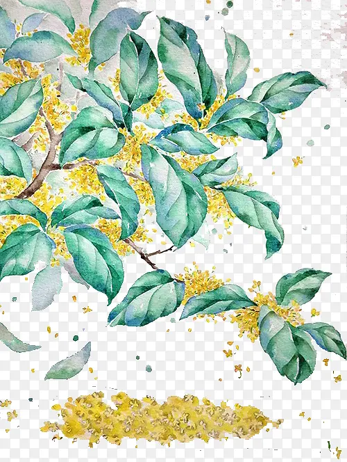 水墨抽象挂满桂花的桂花树