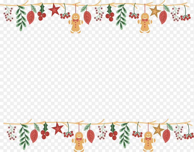 圣诞节可爱树叶饼干挂饰边框