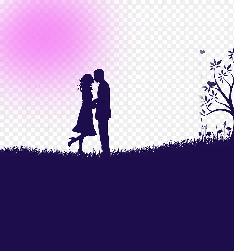 紫色浪漫的恋人元素