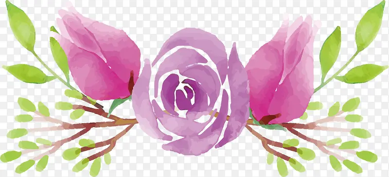 水彩紫色玫瑰标题框
