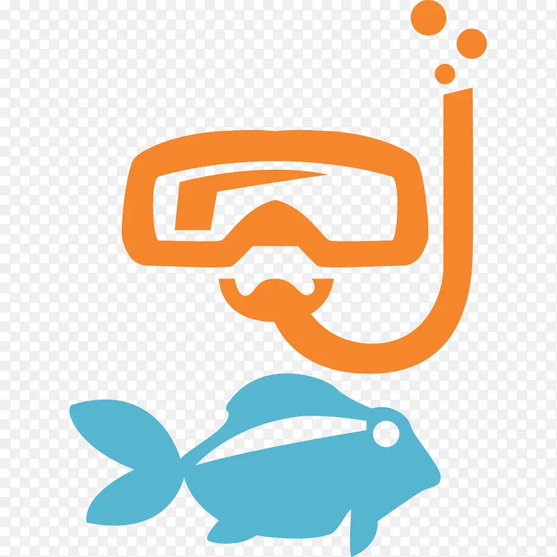 卡通动物蓝色鱼橙色潜水镜