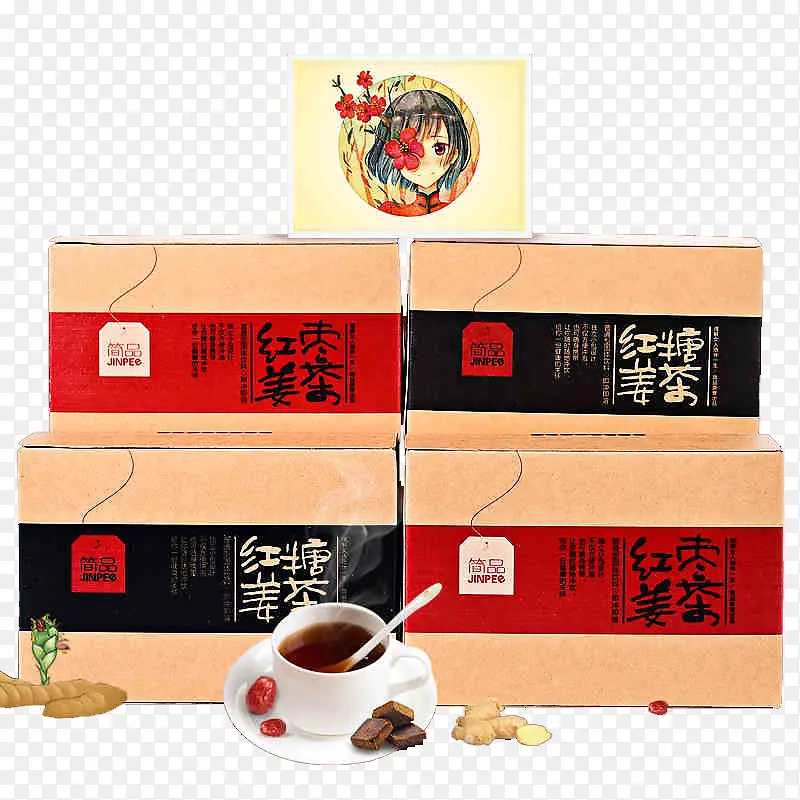 红糖红枣姜茶组合装图片
