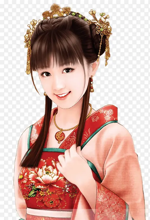 橙衣俏皮古风女子